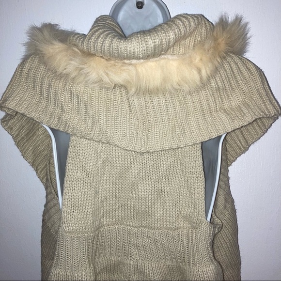 Sisters Faux Fur Sweater Knit Boho Vest S Tan - Picture 7 of 9
